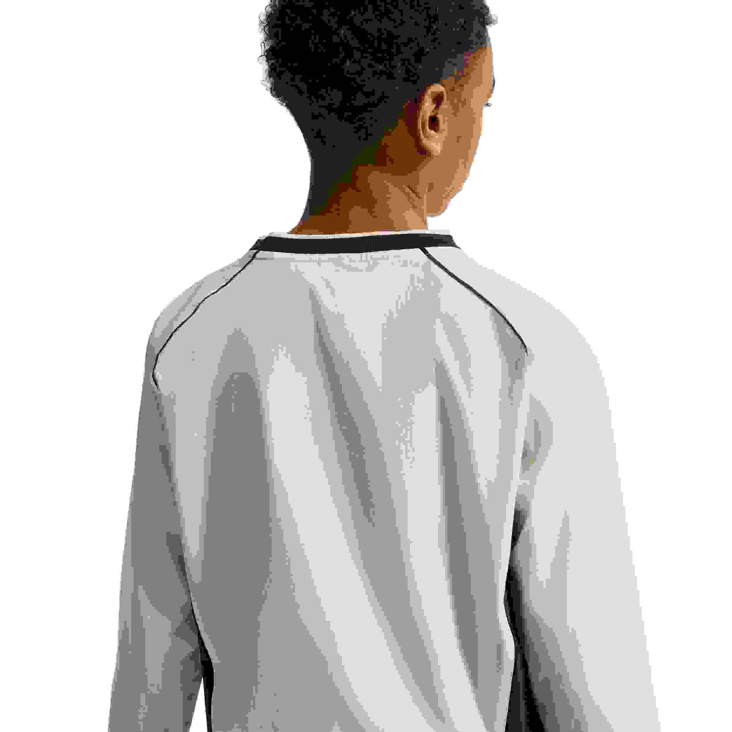 Nike Sportswear Woven V-Neck Big Kids' Cream/Navy Long Sleeve Top